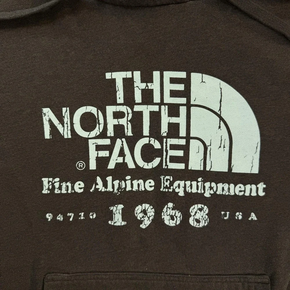 The North Face Hoodie Mens Large Brown Fleece Pullover 1968 Logo Sweatshirt